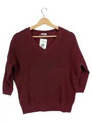 Vorschaubild 1 von Damen Pullover Gr. XS Bordeaux Rot V-Ausschnitt Strick