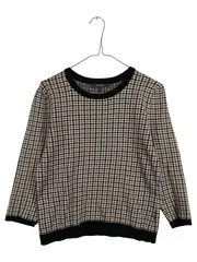 Vorschaubild 1 von Pullover Damen Gr. 36/S Baumwolle Kariert Hahnentritt Schwarz Braun