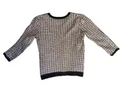 Vorschaubild 2 von Pullover Damen Gr. 36/S Baumwolle Kariert Hahnentritt Schwarz Braun