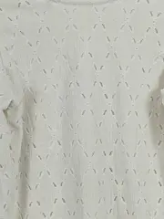 Vorschaubild 2 von Mädchen Pullover Langarmshirt Gr. 134 Beige Rüschen Lochmuster Baumwolle