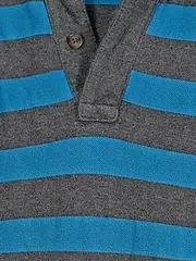 Vorschaubild 2 von Herren Poloshirt Gr. L Blau Grau Gestreift Baumwolle Kurzarm