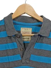 Vorschaubild 6 von Herren Poloshirt Gr. L Blau Grau Gestreift Baumwolle Kurzarm