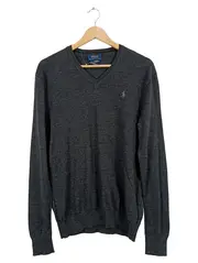 Vorschaubild 1 von Herren Pullover V-Ausschnitt Merino Wolle Gr. M Grau