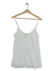 Vorschaubild 1 von Damen Top Weiß Gr. 36 S Lochmuster Spaghettiträger Knopfleiste