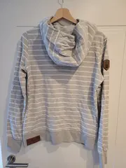 Vorschaubild 2 von Damen Kapuzenpullover Hoodie Gr. M Grau Gestreift Baumwolle