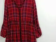 Vorschaubild 5 von Hemdblusenkleid Damen Kariert Rot Viskose Gr. 36 S