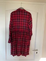 Vorschaubild 2 von Hemdblusenkleid Damen Kariert Rot Viskose Gr. 36 S