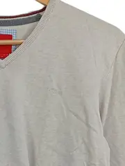 Vorschaubild 2 von Herren Pullover V-Ausschnitt Beige Baumwolle Gr. L