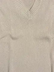 Vorschaubild 3 von Pullunder Strickweste Damen Gr. 40 L Beige Baumwolle V-Ausschnitt