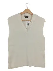 Vorschaubild 1 von Pullunder Strickweste Damen Gr. 40 L Beige Baumwolle V-Ausschnitt