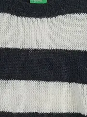 Vorschaubild 3 von Benetton Kinder Pullover Strickmuster Gestreift Schwarz Gr. 122