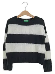 Vorschaubild 1 von Benetton Kinder Pullover Strickmuster Gestreift Schwarz Gr. 122