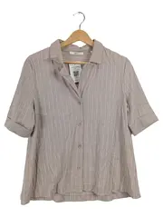 Vorschaubild 1 von Damen Hemdbluse Gr. 38 Beige Gestreift Kurzarm Casual