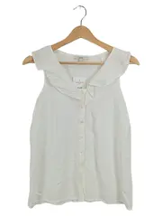 Vorschaubild 1 von Damen Bluse ärmellos Weiß Rüschenkragen Gr. 34 XS Viskose