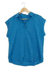 Vorschaubild 2 von Damen Bluse Gr. 36/S Blau Kurzarm V-Ausschnitt Casual