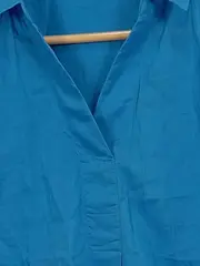 Vorschaubild 3 von Damen Bluse Gr. 36/S Blau Kurzarm V-Ausschnitt Casual