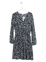 Vorschaubild 1 von Damen Freizeitkleid Blumenmuster Blau Gr. 36/S