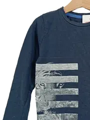 Vorschaubild 3 von Langarmshirt Kinder Jungen Tiger Print Gr. 140 Blau Baumwolle