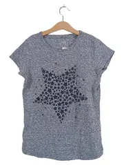Vorschaubild 1 von Mädchen T-Shirt Gr. 146 Blau Meliert Sterne Glitzer Freizeit Baumwolle