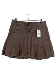 Vorschaubild 1 von Damen Faltenrock Braun Gr. 38 Baumwolle Taschen Minirock