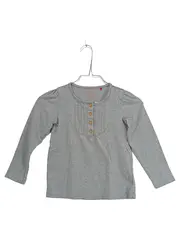 Vorschaubild 1 von Mädchen Langarmshirt Gr. 116/122 Grau Baumwolle Henley Shirt Rüschen