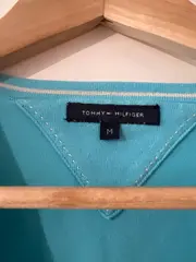 Vorschaubild 4 von Damen Pullover V-Ausschnitt Türkis Gr. M Baumwolle