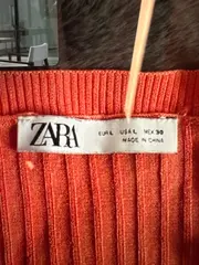 Vorschaubild 2 von Damen Rippstrick Pullover Cropped Langarm Orange Gr. L