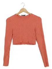 Vorschaubild 1 von Damen Rippstrick Pullover Cropped Langarm Orange Gr. L