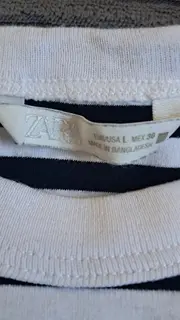 Vorschaubild 2 von Damen T-Shirt Gr. 40/L gestreift schwarz weiß Baumwolle Casual