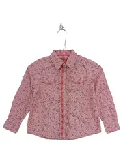 Vorschaubild 1 von Mädchen Bluse Gr. 122 Rosa Blumenmuster Rüschen Langarm Baumwolle