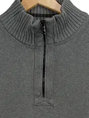 Vorschaubild 2 von Herren Pullover Troyer Strick Baumwolle Reißverschluss Grau XL