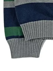 Vorschaubild 4 von Herren Pullover Gr. M V-Ausschnitt Gestreift Baumwolle Blau Grün Grau