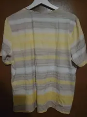 Vorschaubild 2 von Damen T-Shirt Gr. 48 Gestreift Gelb Beige Baumwolle Kurzarm