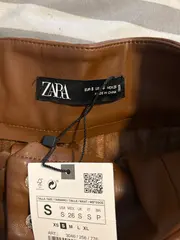 Vorschaubild 6 von Faltenrock Kunstleder Damen Gr. S Braun Plissee Knopfleiste