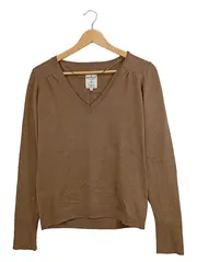 Vorschaubild 1 von Damen Pullover V-Ausschnitt Langarm Braun Gr. M