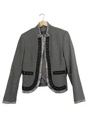 Vorschaubild 1 von Blazer Damen Grau Gr. 38 Wolle Elegant Strass Pailletten Festlich
