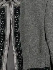 Vorschaubild 3 von Blazer Damen Grau Gr. 38 Wolle Elegant Strass Pailletten Festlich