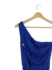 Vorschaubild 3 von Damen Abendkleid Pailletten Maxikleid Blau Gr. M 38