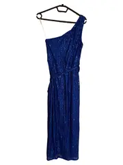 Vorschaubild 5 von Damen Abendkleid Pailletten Maxikleid Blau Gr. M 38