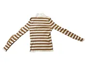 Vorschaubild 2 von Damen Pullover Rollkragen Rippstrick Gestreift Braun Gr. 38/M Viskose