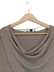 Vorschaubild 4 von Comma Pullover Damen 38 M Beige Pailletten Wasserfallkragen Elegant Viskose