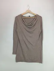 Vorschaubild 2 von Comma Pullover Damen 38 M Beige Pailletten Wasserfallkragen Elegant Viskose