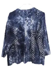 Vorschaubild 2 von Damen Shirt 3/4-Arm Gr. 46 Blau Abstrakt Muster Viskose