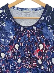 Vorschaubild 3 von Damen Shirt 3/4-Arm Gr. 46 Blau Abstrakt Muster Viskose