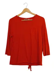 Vorschaubild 1 von Damen Langarmshirt Gr. 38 M Rot Viskose Stretch Freizeit Schleife