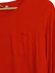 Vorschaubild 2 von Damen Langarmshirt Gr. 38 M Rot Viskose Stretch Freizeit Schleife