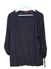 Vorschaubild 2 von Damen Pullover 3/4 Arm Viskose Raffungen Schwarz Gr. 46