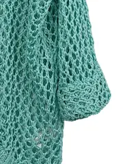 Vorschaubild 3 von Pullover Damen Oversized Lochmuster Strick Langarm Türkis 44