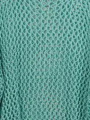 Vorschaubild 2 von Pullover Damen Oversized Lochmuster Strick Langarm Türkis 44