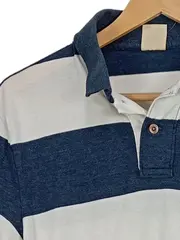 Vorschaubild 2 von Herren Poloshirt Gr. L gestreift blau weiß Kurzarm